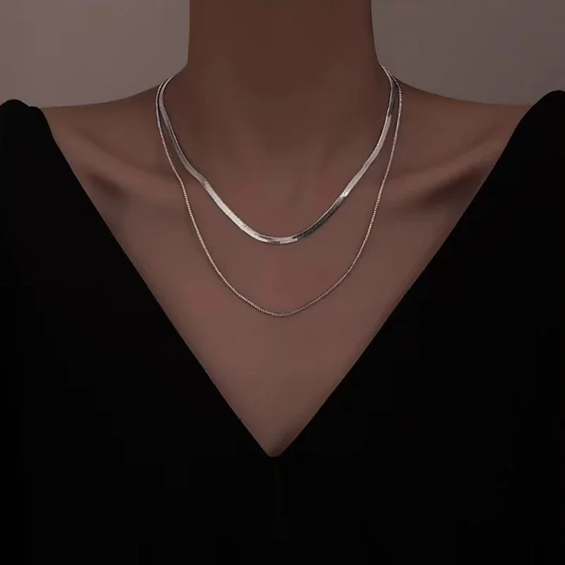 Slangenketting, enkel of gelaagd van roestvrij staal productfoto
