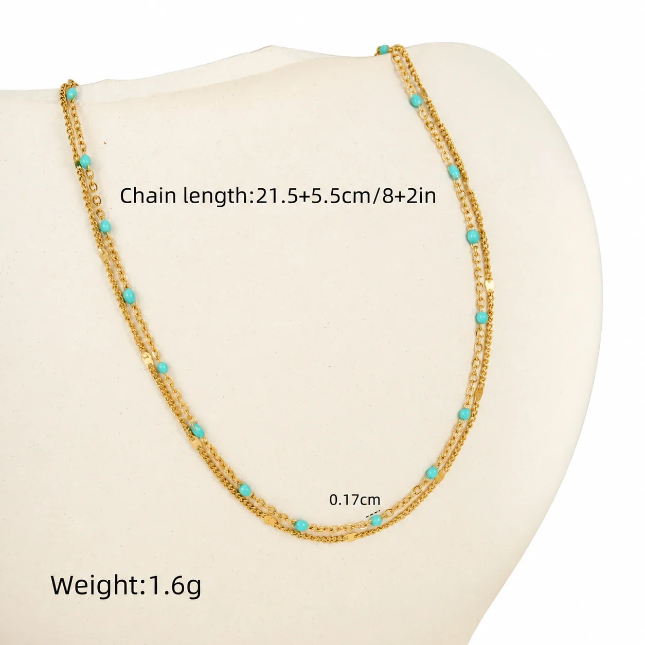 Photo produit : Bracelet de cheville à perles colorées espacées et acier inoxydable ton or
