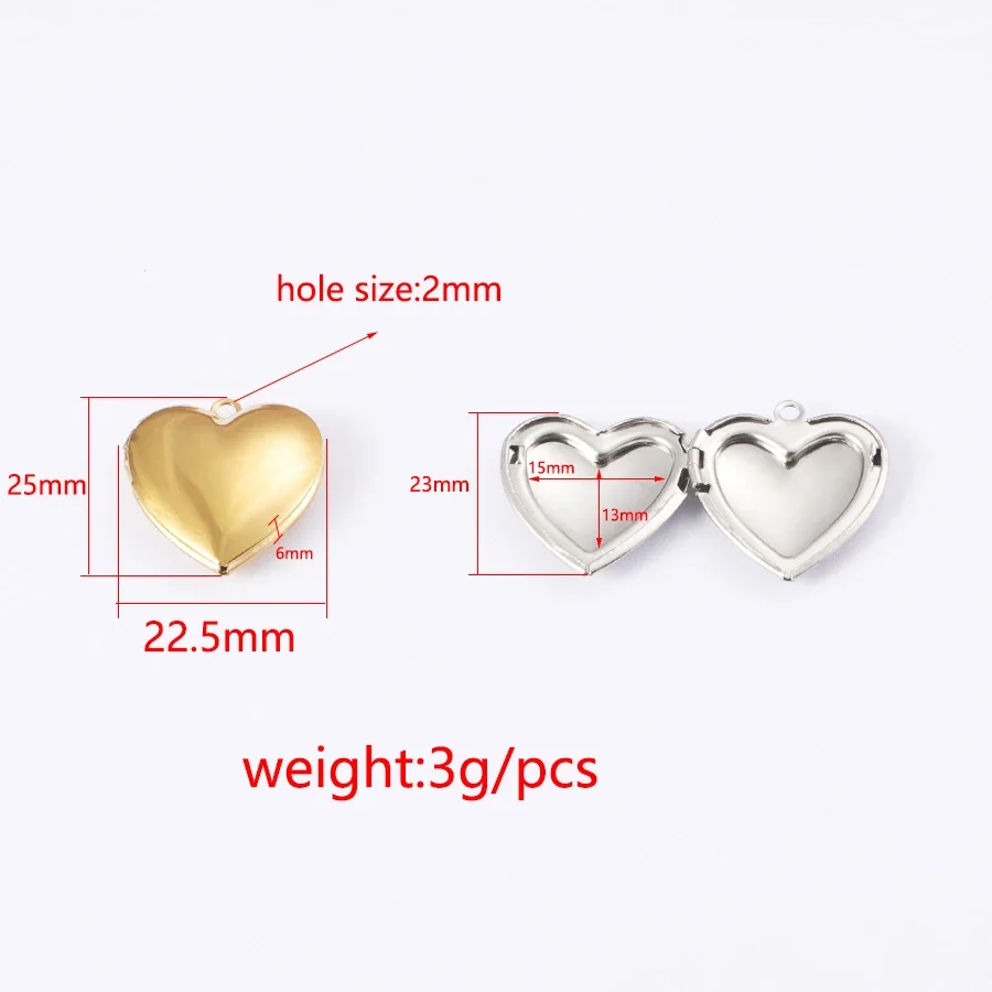 Polished 316 Stainless Steel Heart Locket Pendant