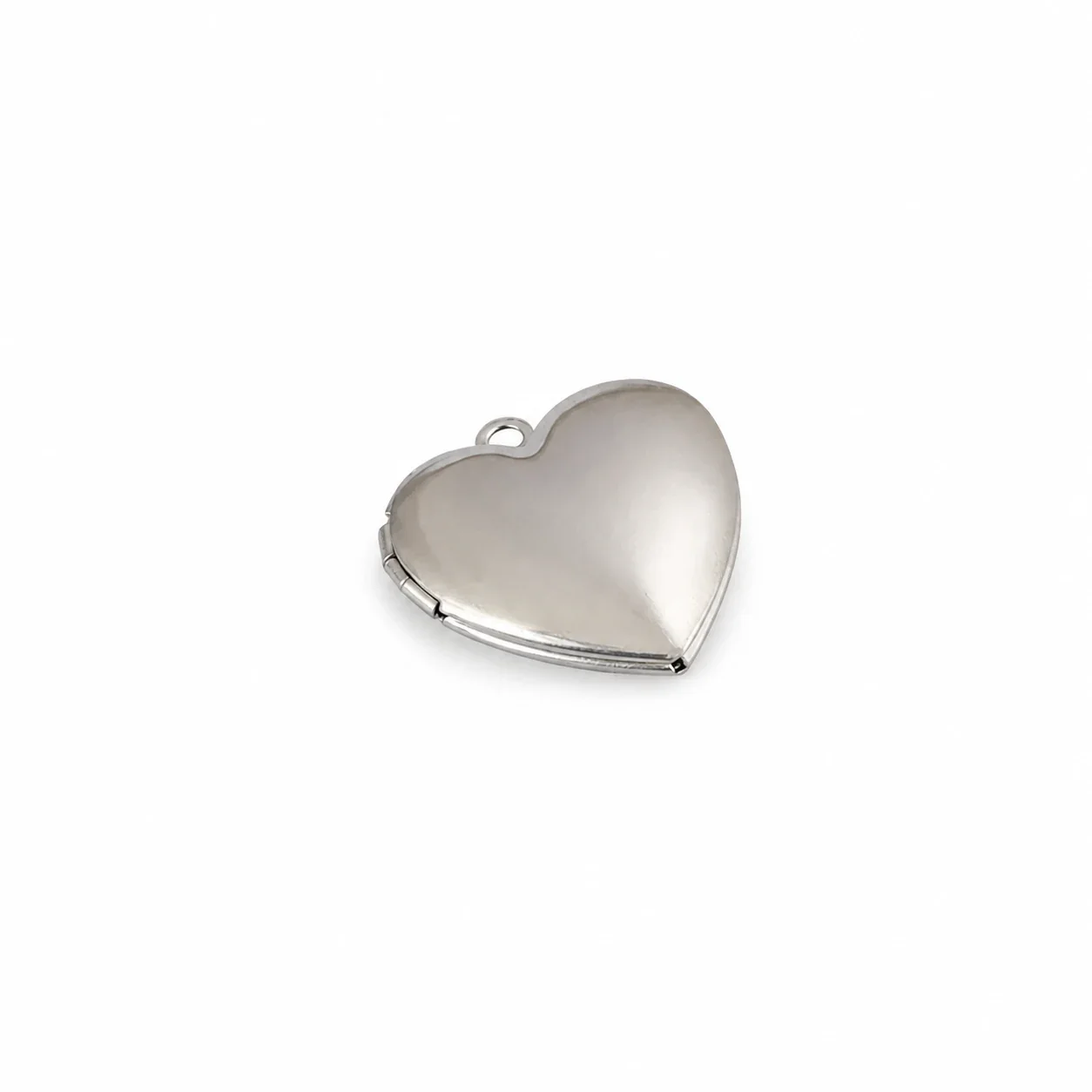 Polished 316 Stainless Steel Heart Locket Pendant - Silver