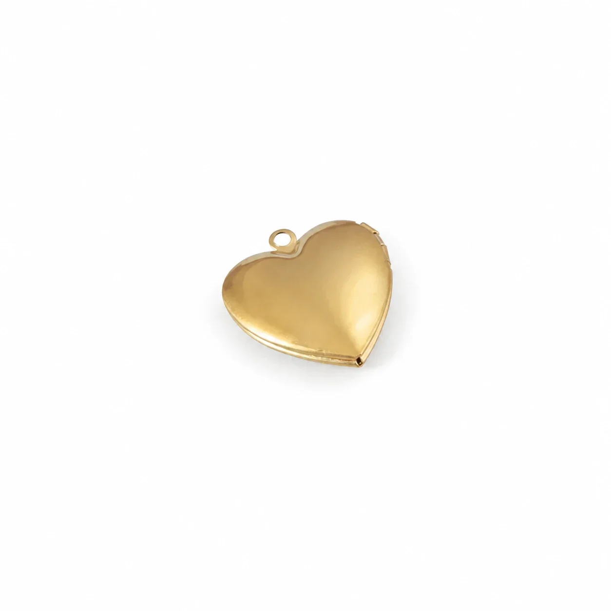 Polished 316 Stainless Steel Heart Locket Pendant - Gold