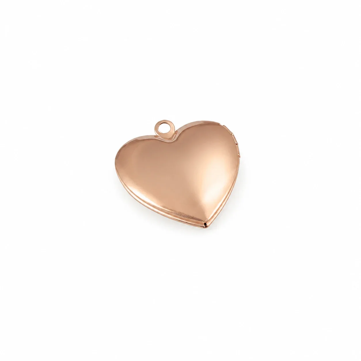 Polished 316 Stainless Steel Heart Locket Pendant - Rose Gold