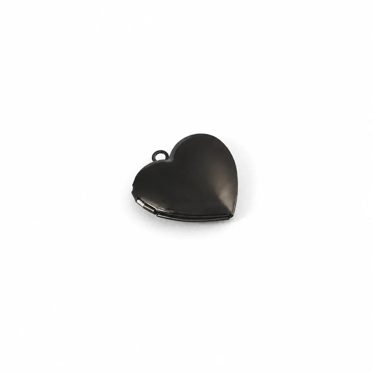 Polished 316 Stainless Steel Heart Locket Pendant - Black