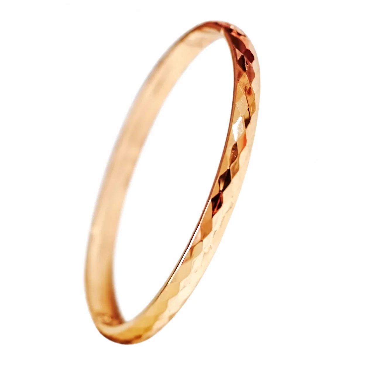 Faceted Slim Bangle Rose Gold-Plated Stainless Steel