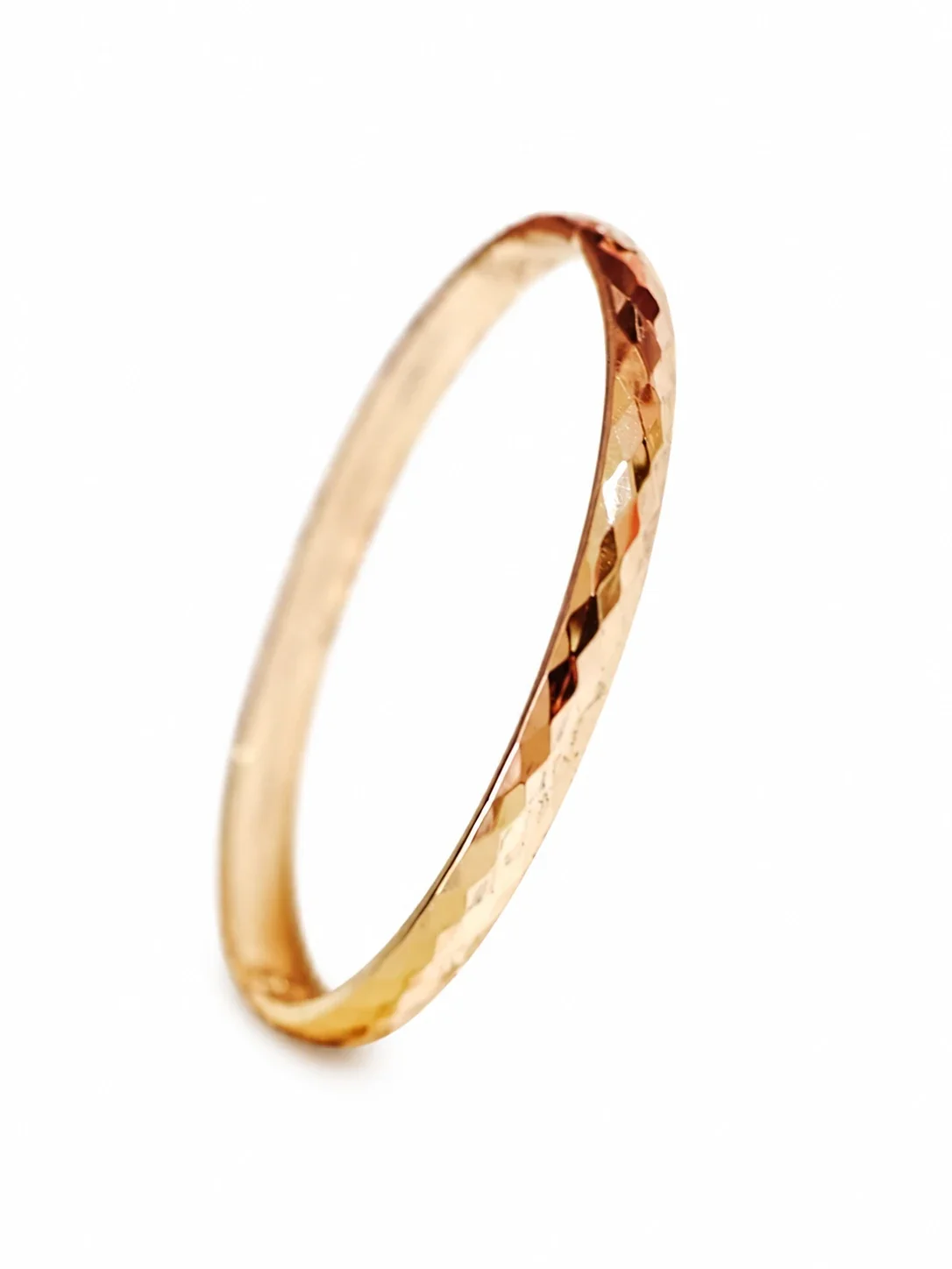 Faceted Slim Bangle Rose Gold-Plated Stainless Steel - Rose Gold