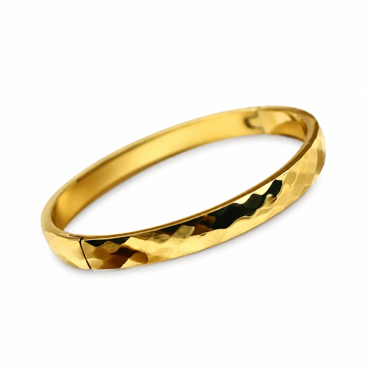 Faceted Slim Bangle Rose Gold-Plated Stainless Steel - Gold