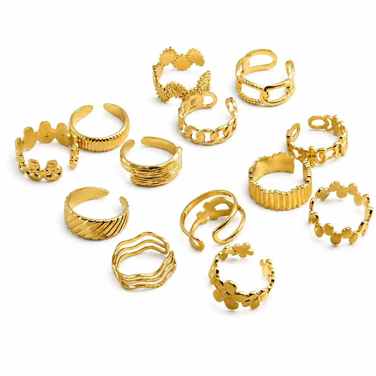 Artful 18K Gold-Plated Stainless Steel Open Textured Ring