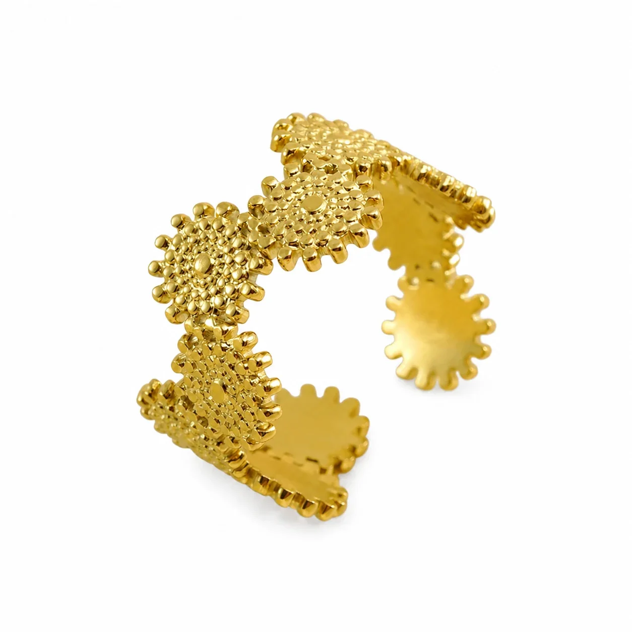 Artful 18K Gold-Plated Stainless Steel Open Textured Ring