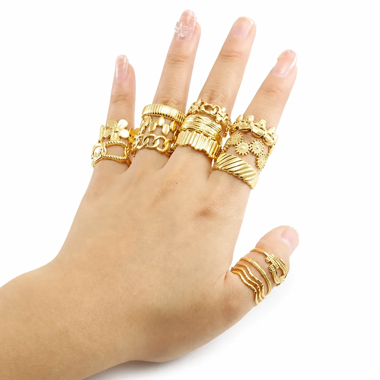 Artful 18K Gold-Plated Stainless Steel Open Textured Ring