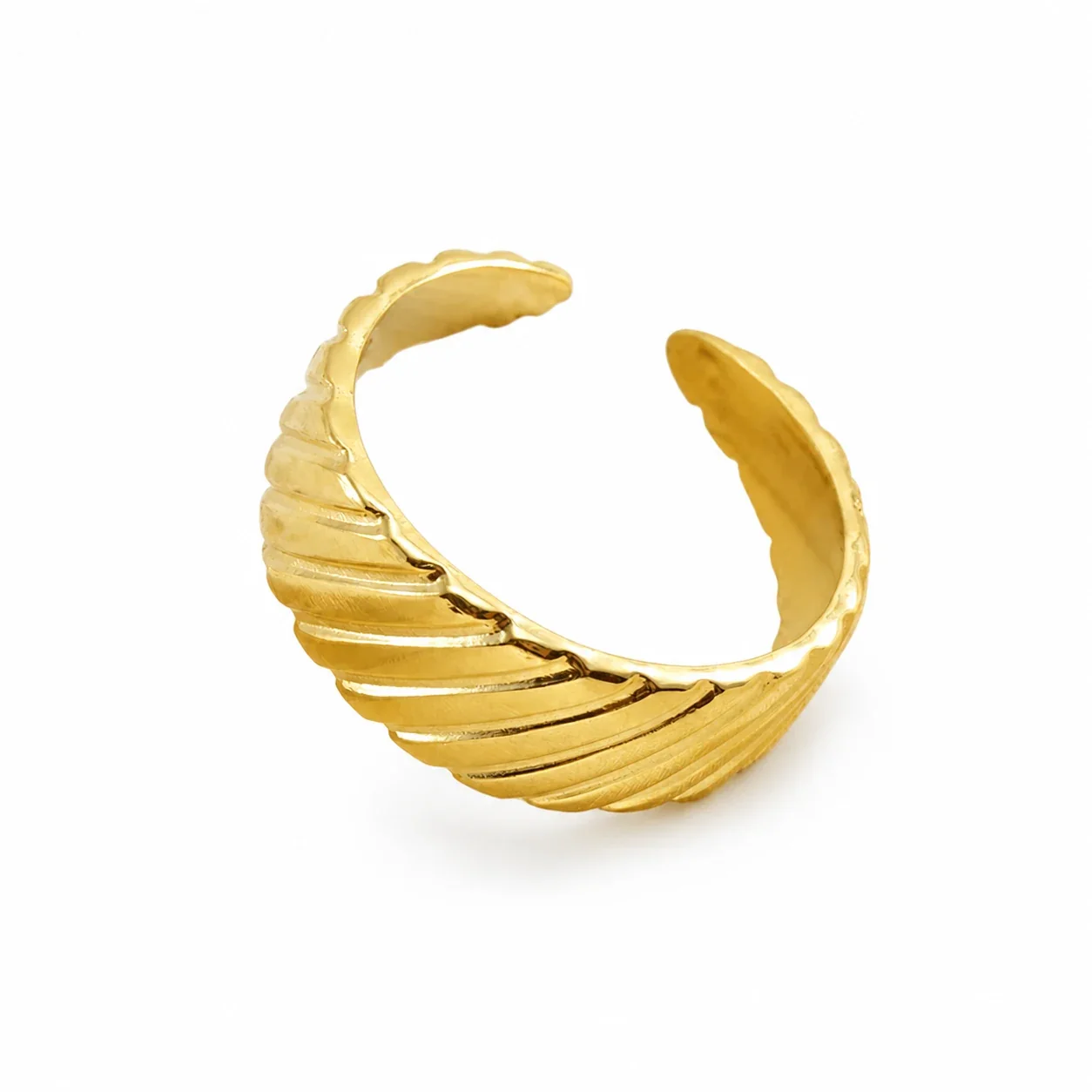 Artful 18K Gold-Plated Stainless Steel Open Textured Ring