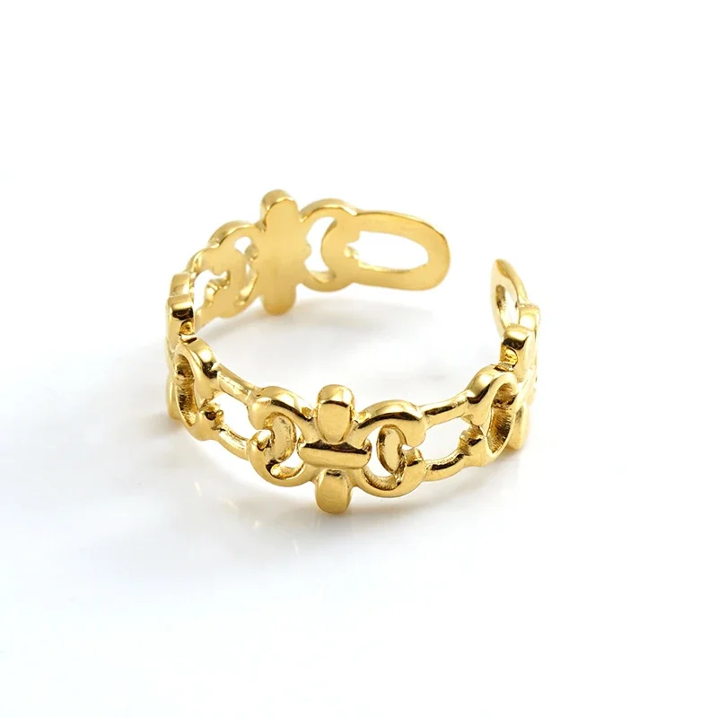 Artful 18K Gold-Plated Stainless Steel Open Textured Ring - Gold A