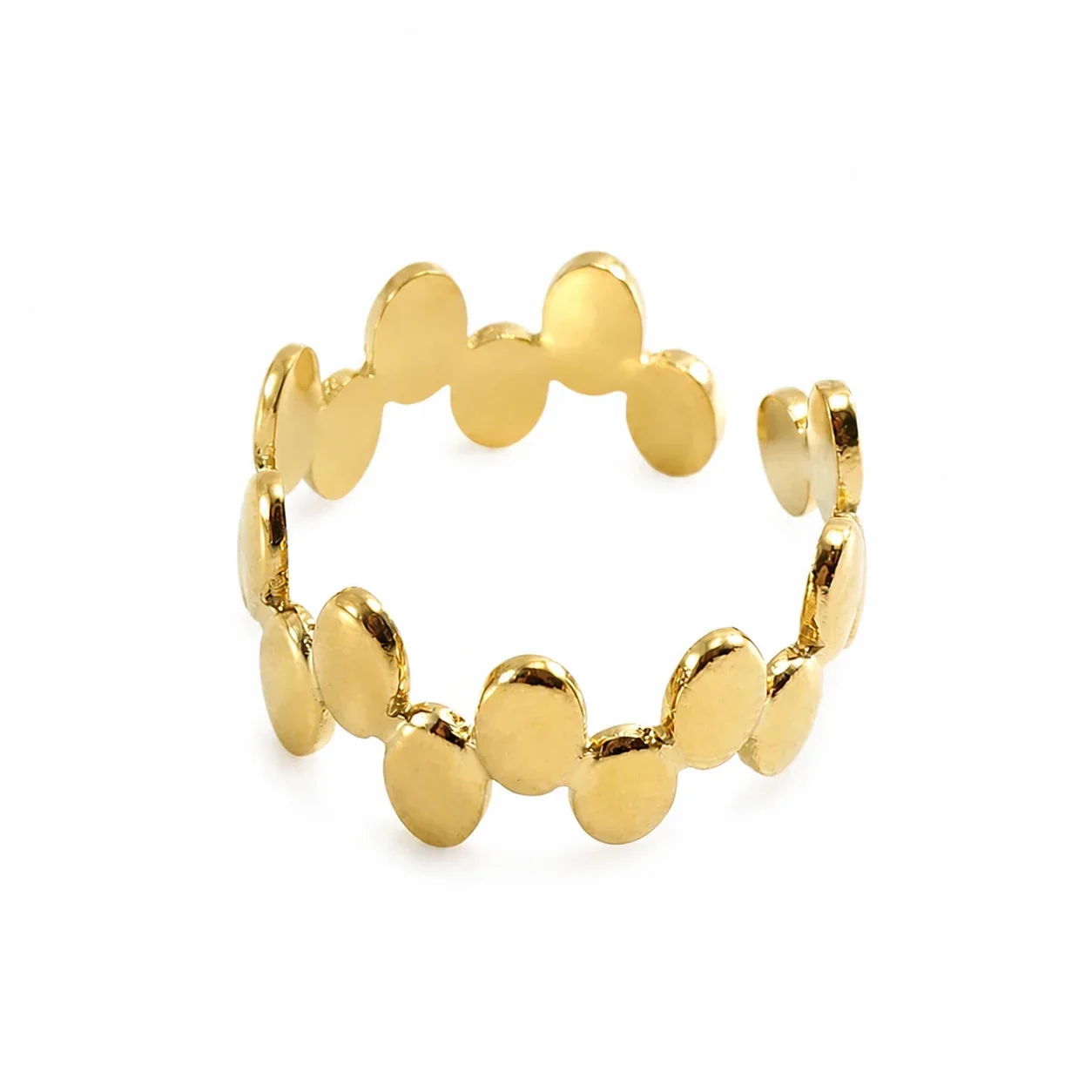 Artful 18K Gold-Plated Stainless Steel Open Textured Ring - Gold F