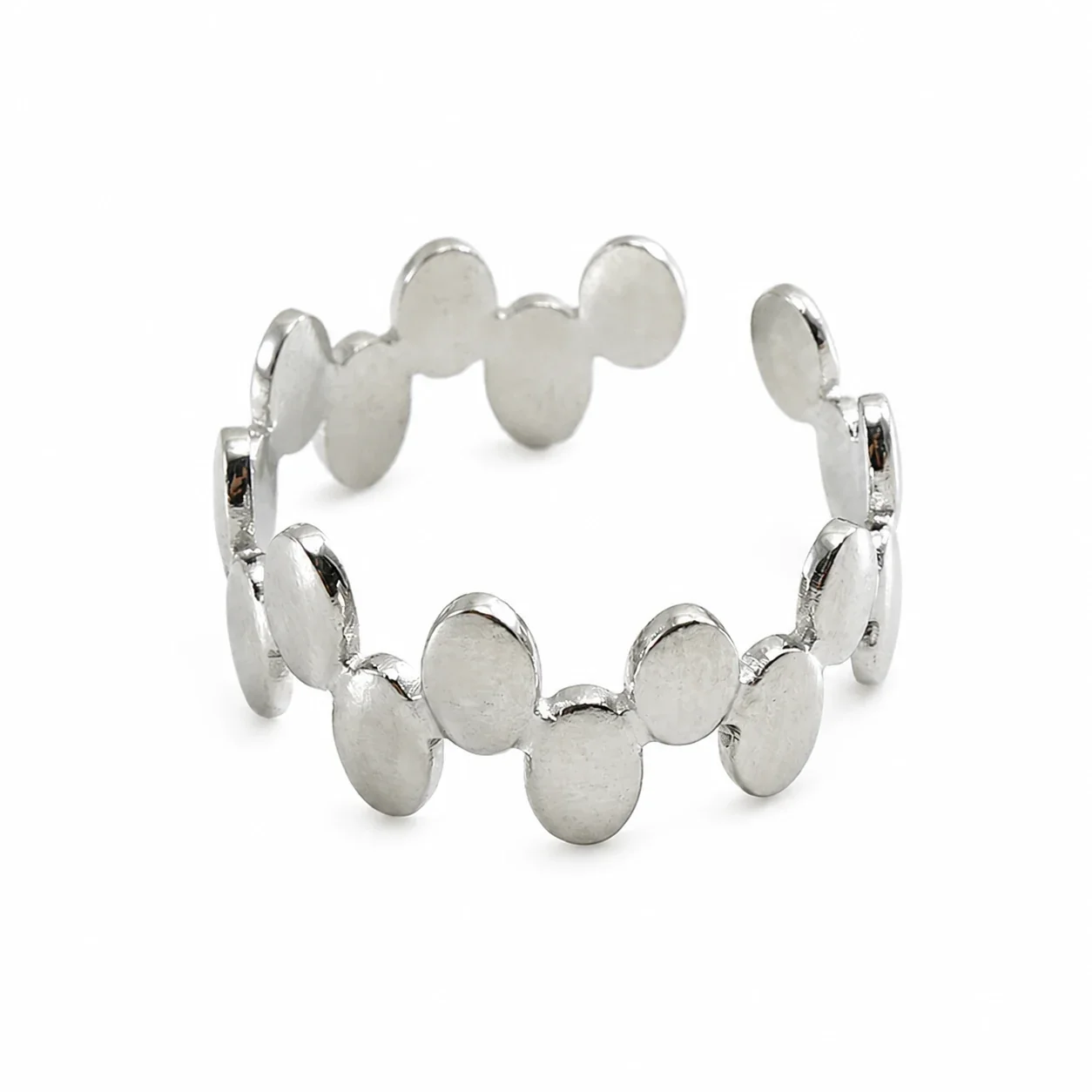 Artful 18K Gold-Plated Stainless Steel Open Textured Ring - Silver F