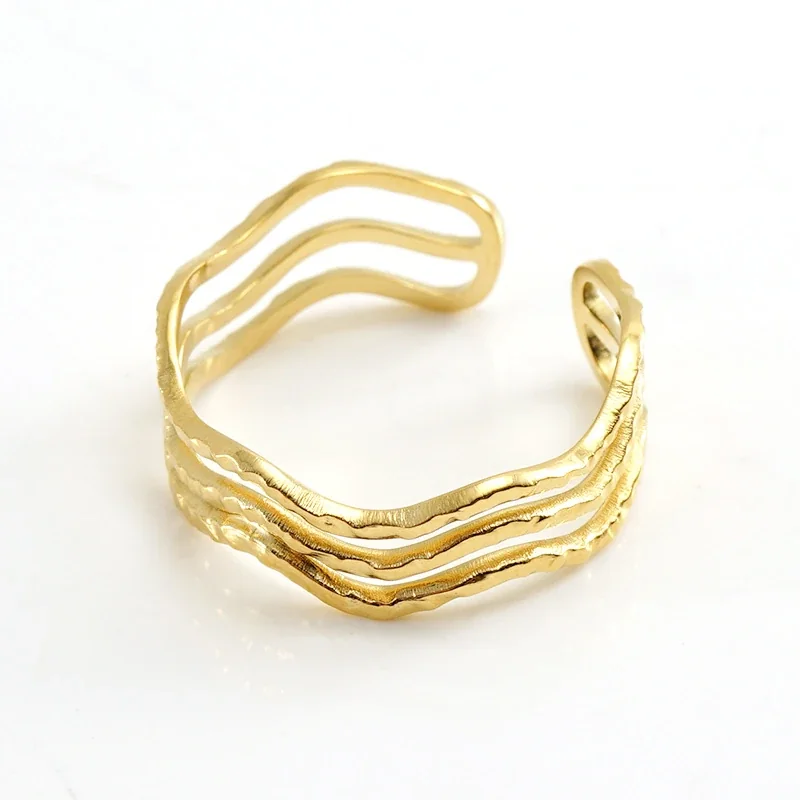 Artful 18K Gold-Plated Stainless Steel Open Textured Ring - Gold H