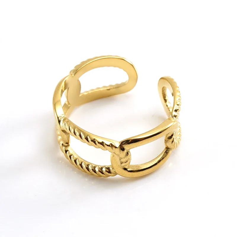 Artful 18K Gold-Plated Stainless Steel Open Textured Ring - Gold I