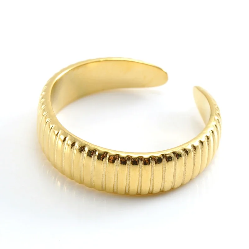 Artful 18K Gold-Plated Stainless Steel Open Textured Ring - Gold J