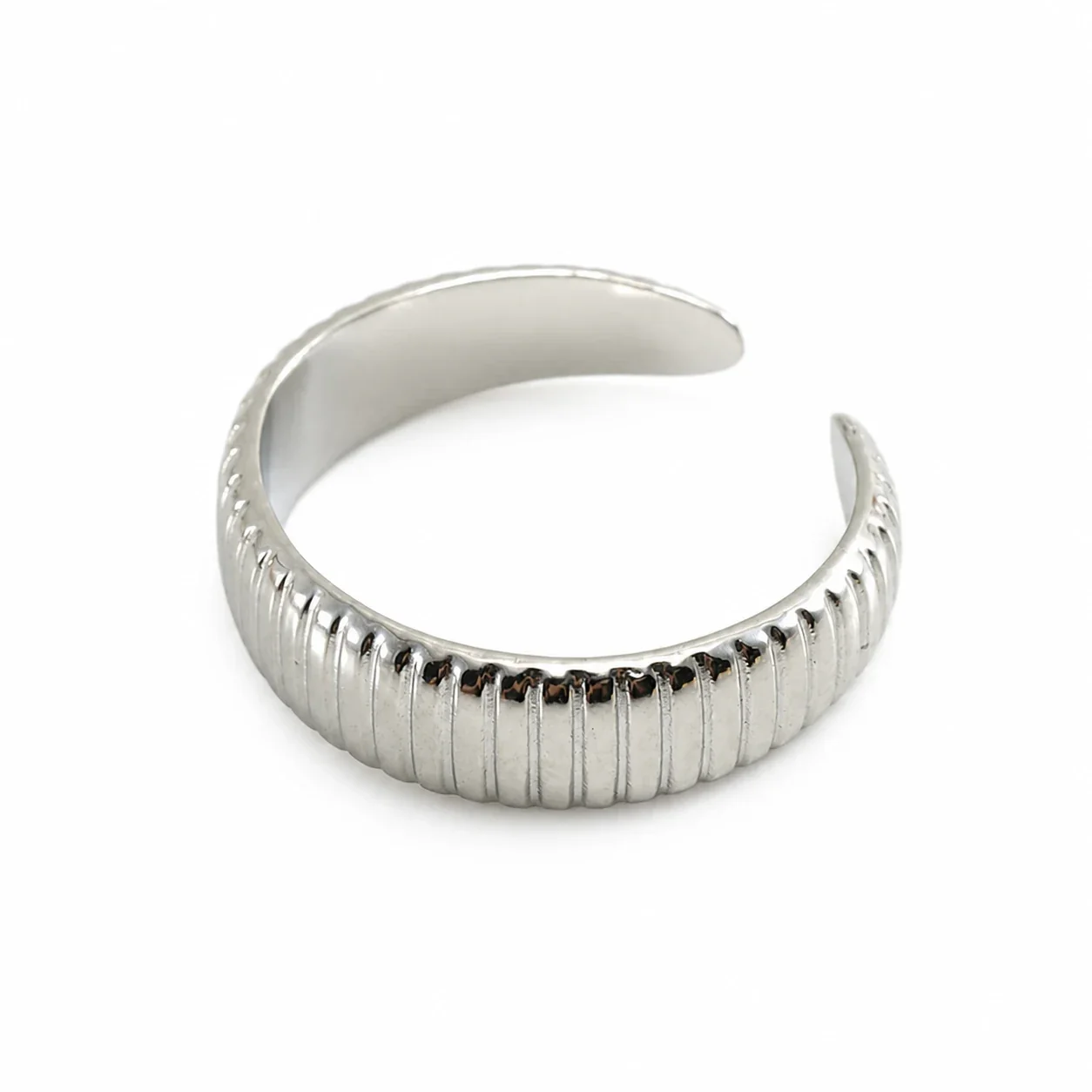 Artful 18K Gold-Plated Stainless Steel Open Textured Ring - Silver J