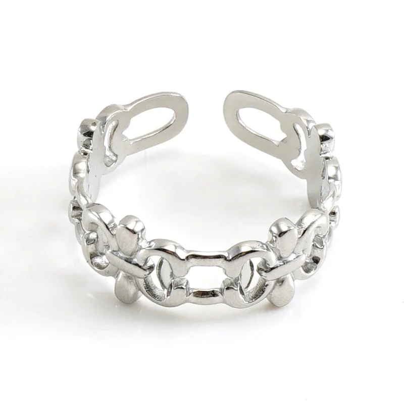 Artful 18K Gold-Plated Stainless Steel Open Textured Ring - Silver A