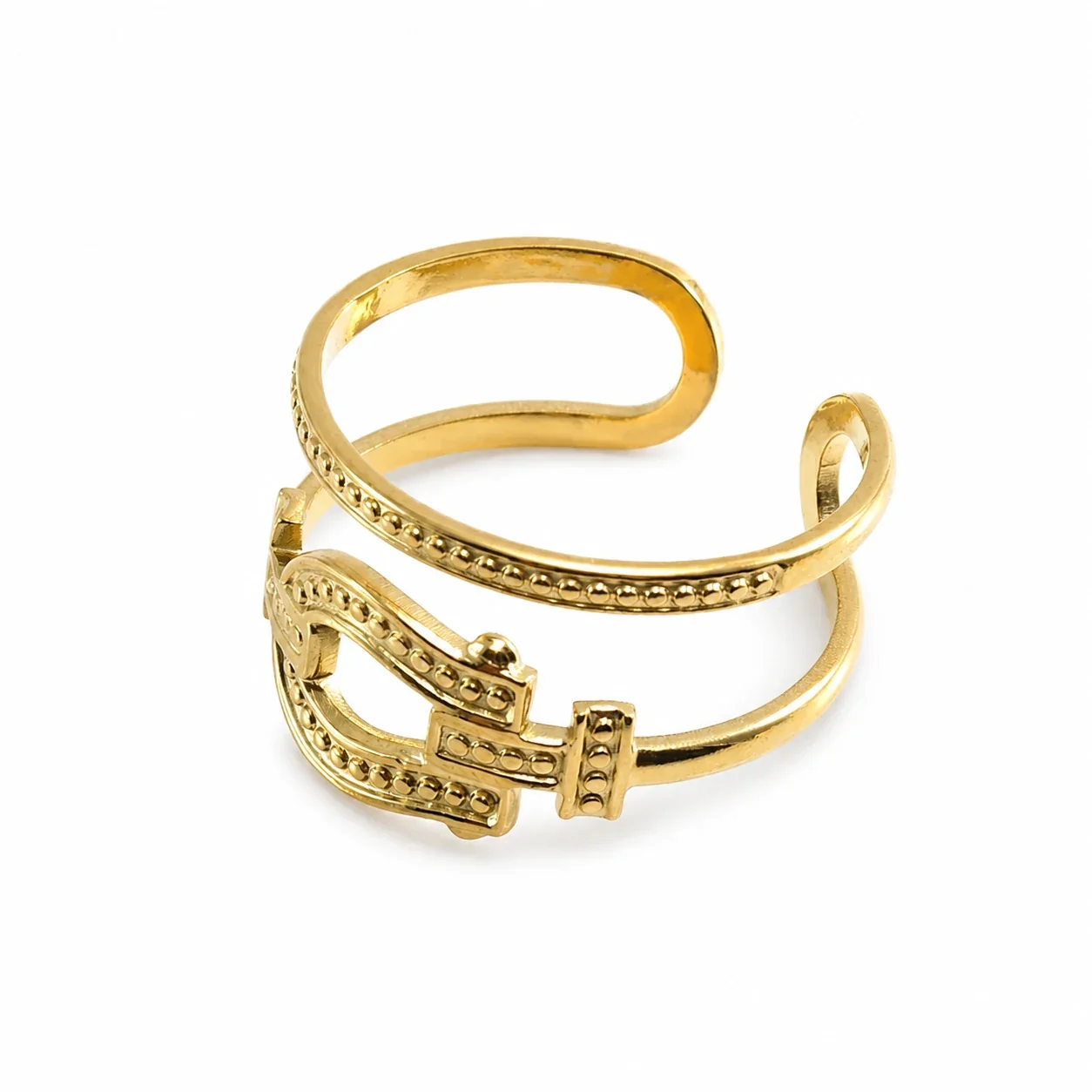 Artful 18K Gold-Plated Stainless Steel Open Textured Ring - Gold K