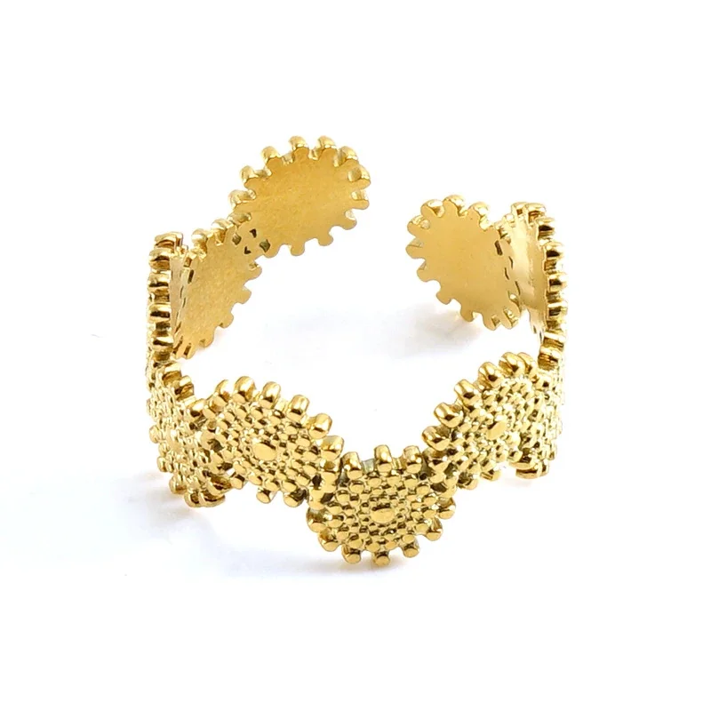 Artful 18K Gold-Plated Stainless Steel Open Textured Ring - Gold L