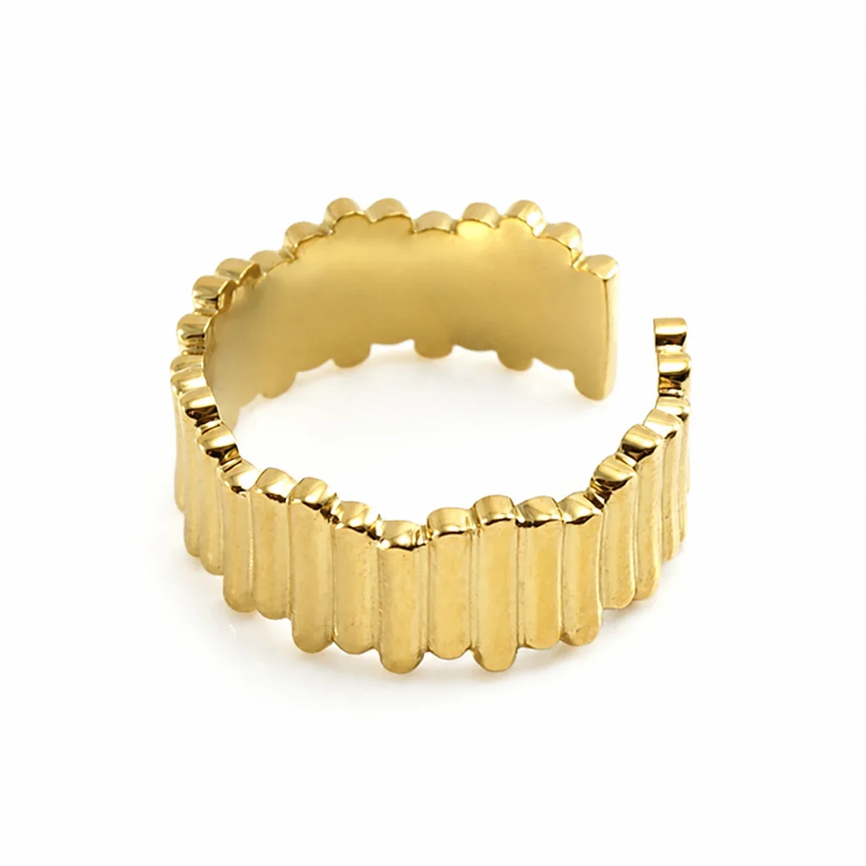 Artful 18K Gold-Plated Stainless Steel Open Textured Ring - Gold M
