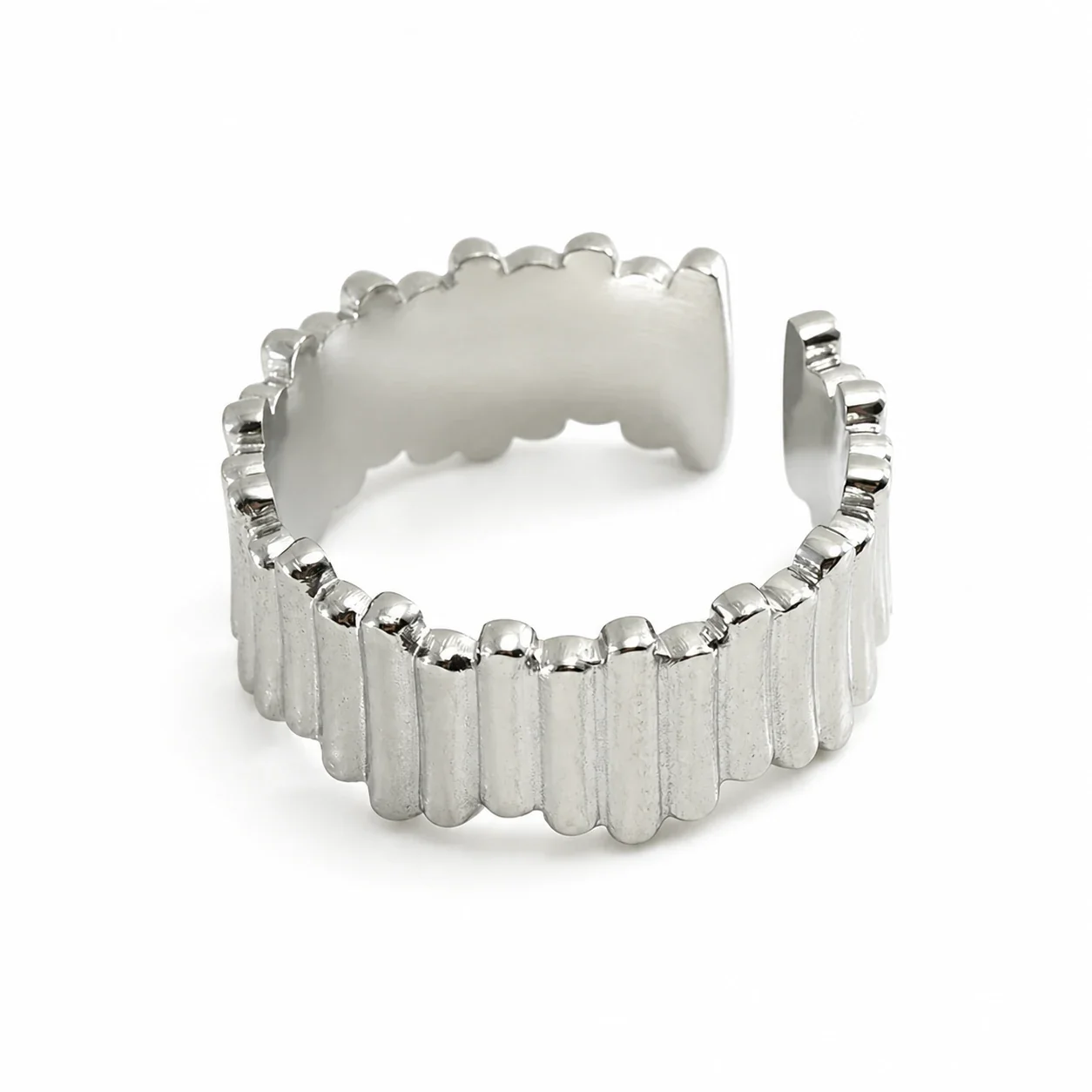 Artful 18K Gold-Plated Stainless Steel Open Textured Ring - Silver M