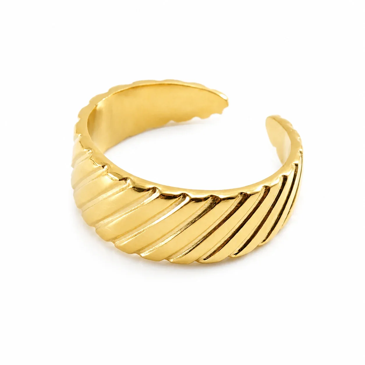 Artful 18K Gold-Plated Stainless Steel Open Textured Ring - Gold B
