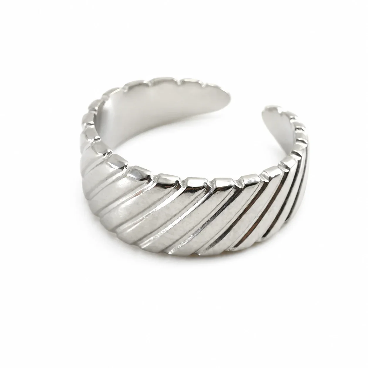 Artful 18K Gold-Plated Stainless Steel Open Textured Ring - Silver B