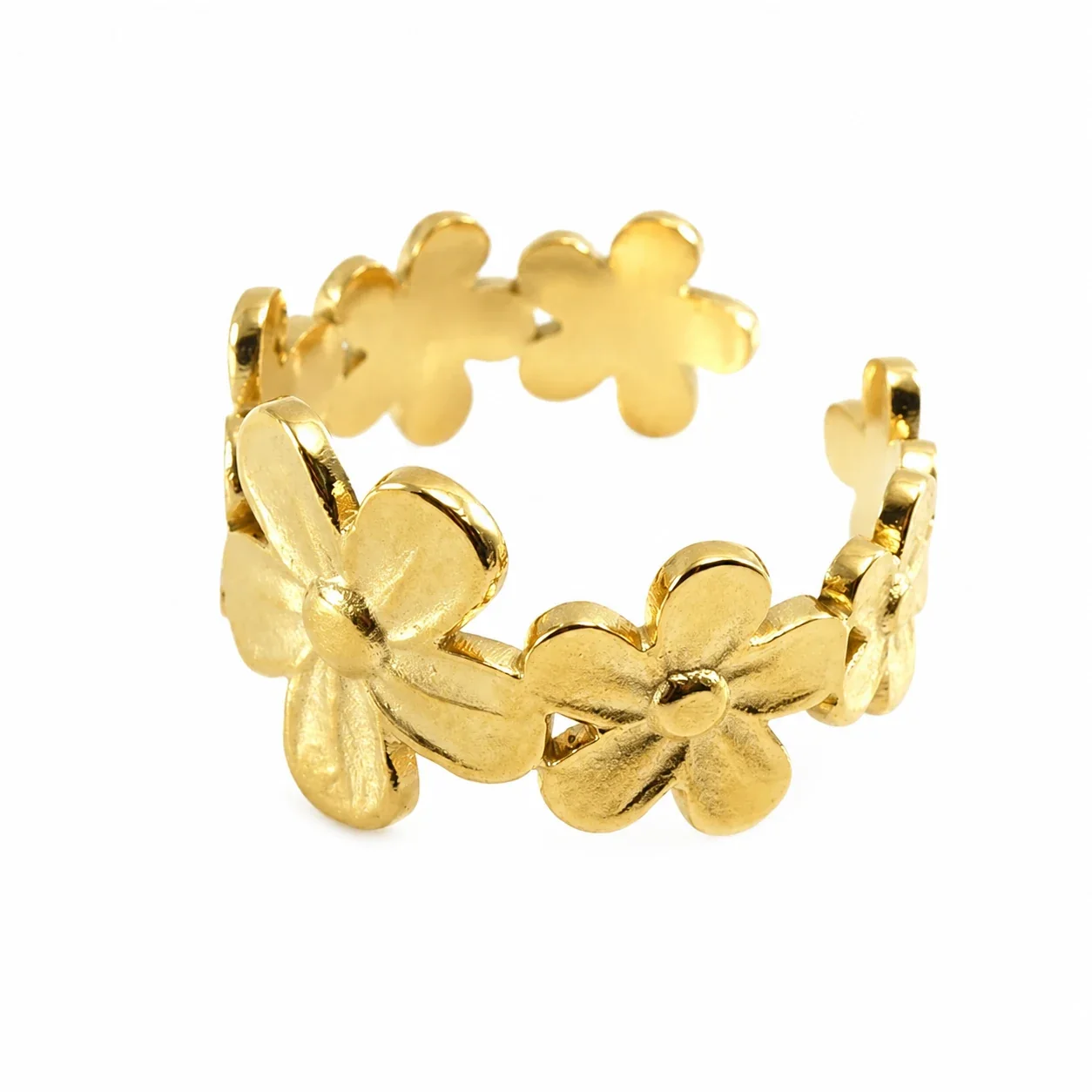 Artful 18K Gold-Plated Stainless Steel Open Textured Ring - Gold C