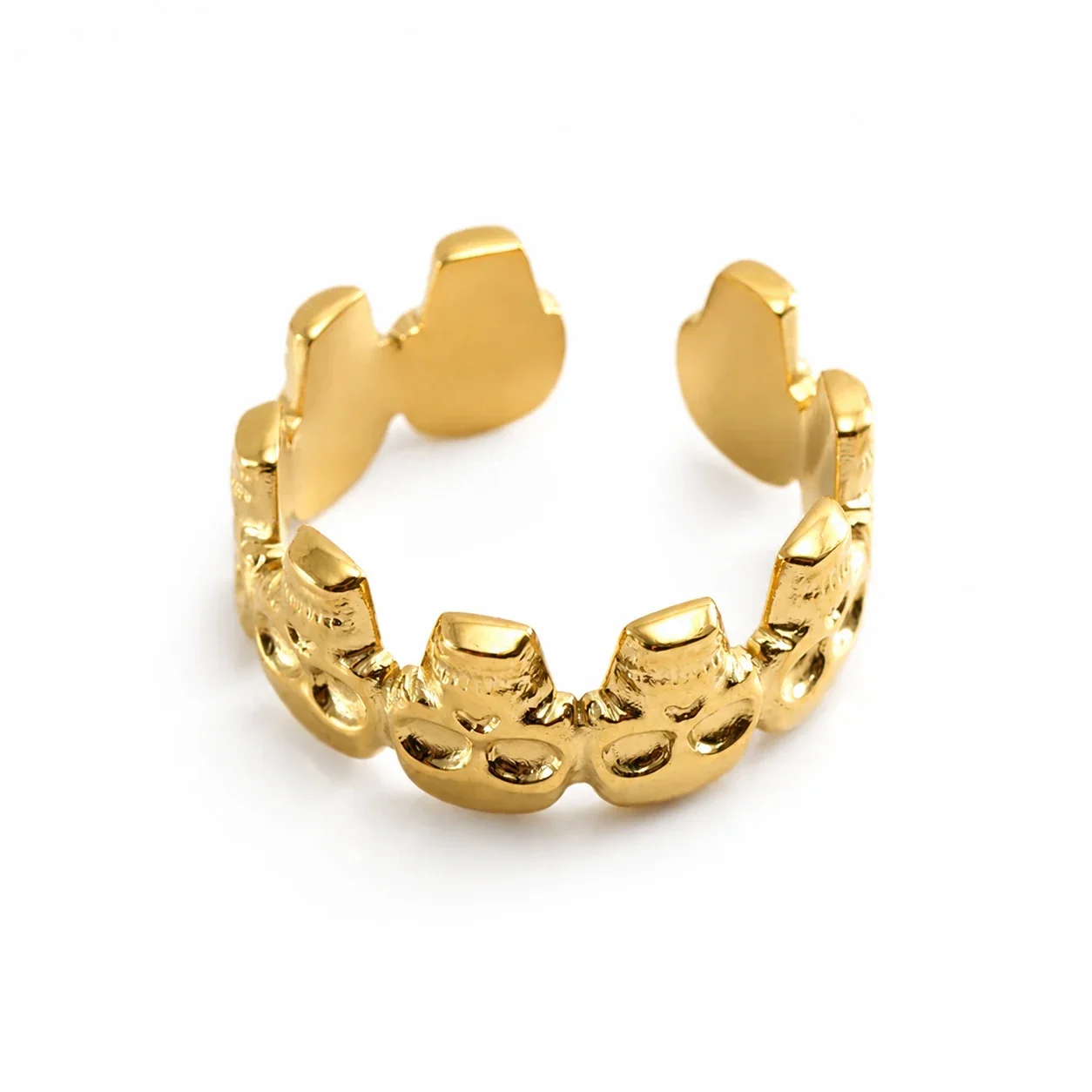 Artful 18K Gold-Plated Stainless Steel Open Textured Ring - Gold D