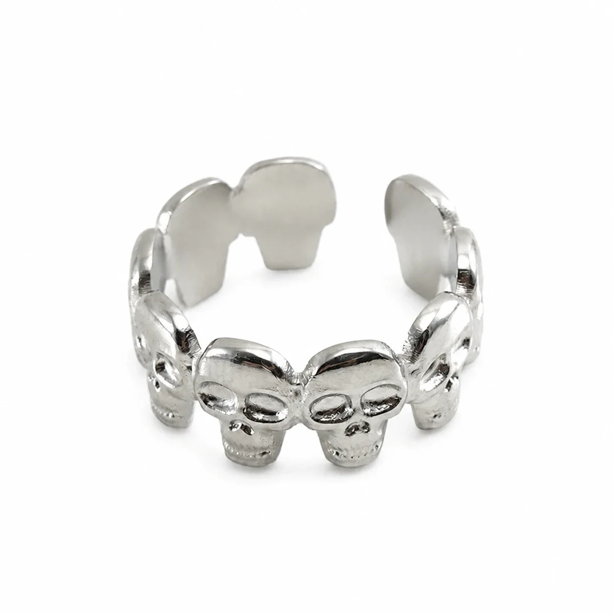 Artful 18K Gold-Plated Stainless Steel Open Textured Ring - Silver D