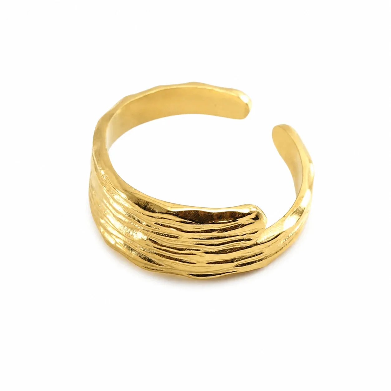 Artful 18K Gold-Plated Stainless Steel Open Textured Ring - Gold E