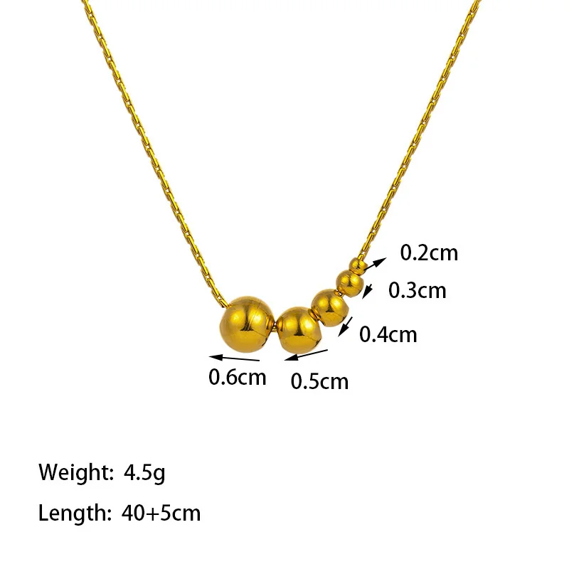Slangenketting met vijfkralencluster van verguld roestvrij staal productfoto