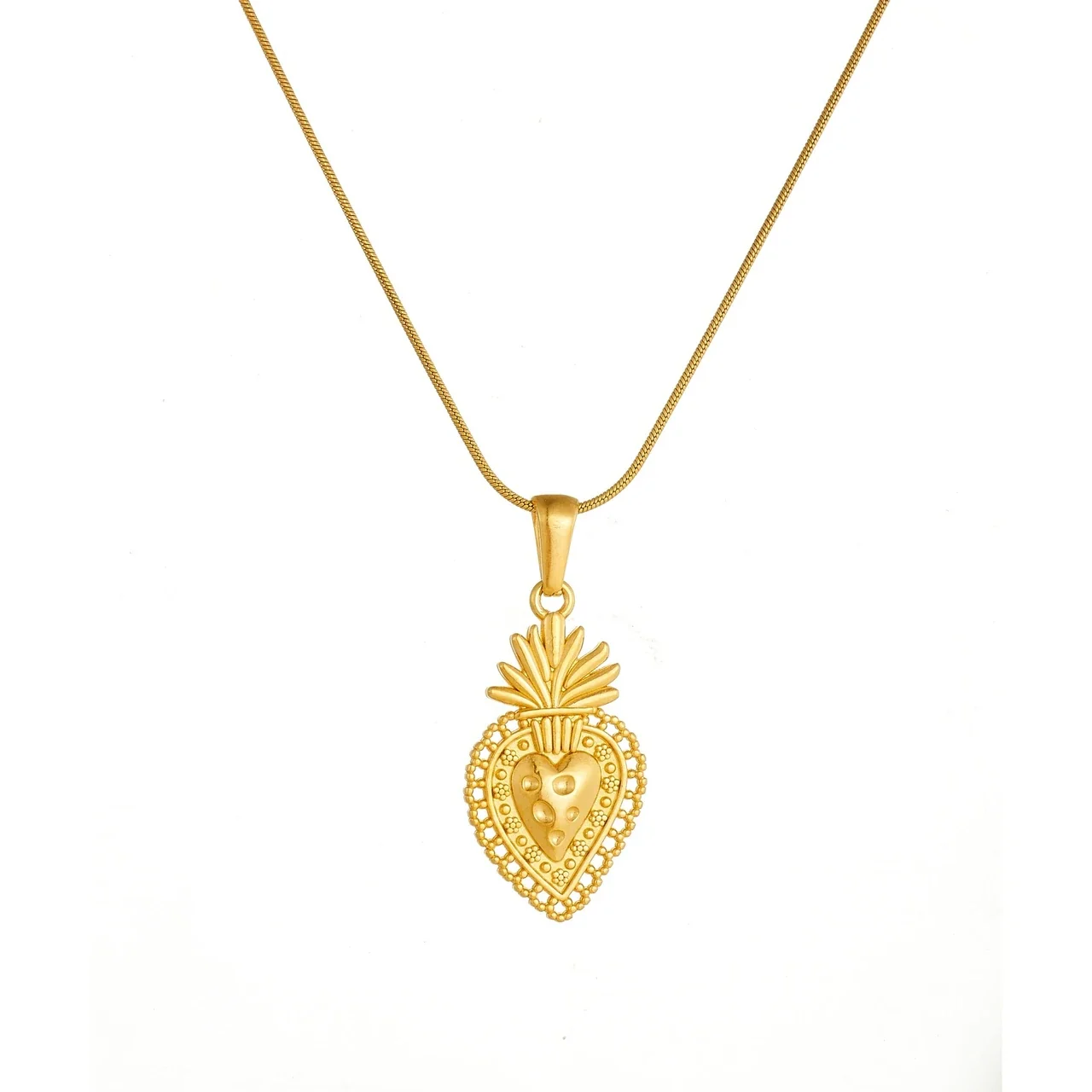 Pendant Necklace Strawberry Heart Snake Chain Gold-Plated Stainless Steel