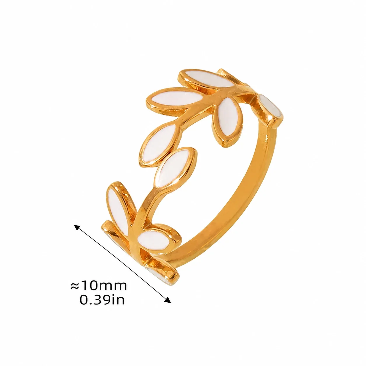Botanical 18K Gold-Plated Leaf Enamel Open Ring - Gold