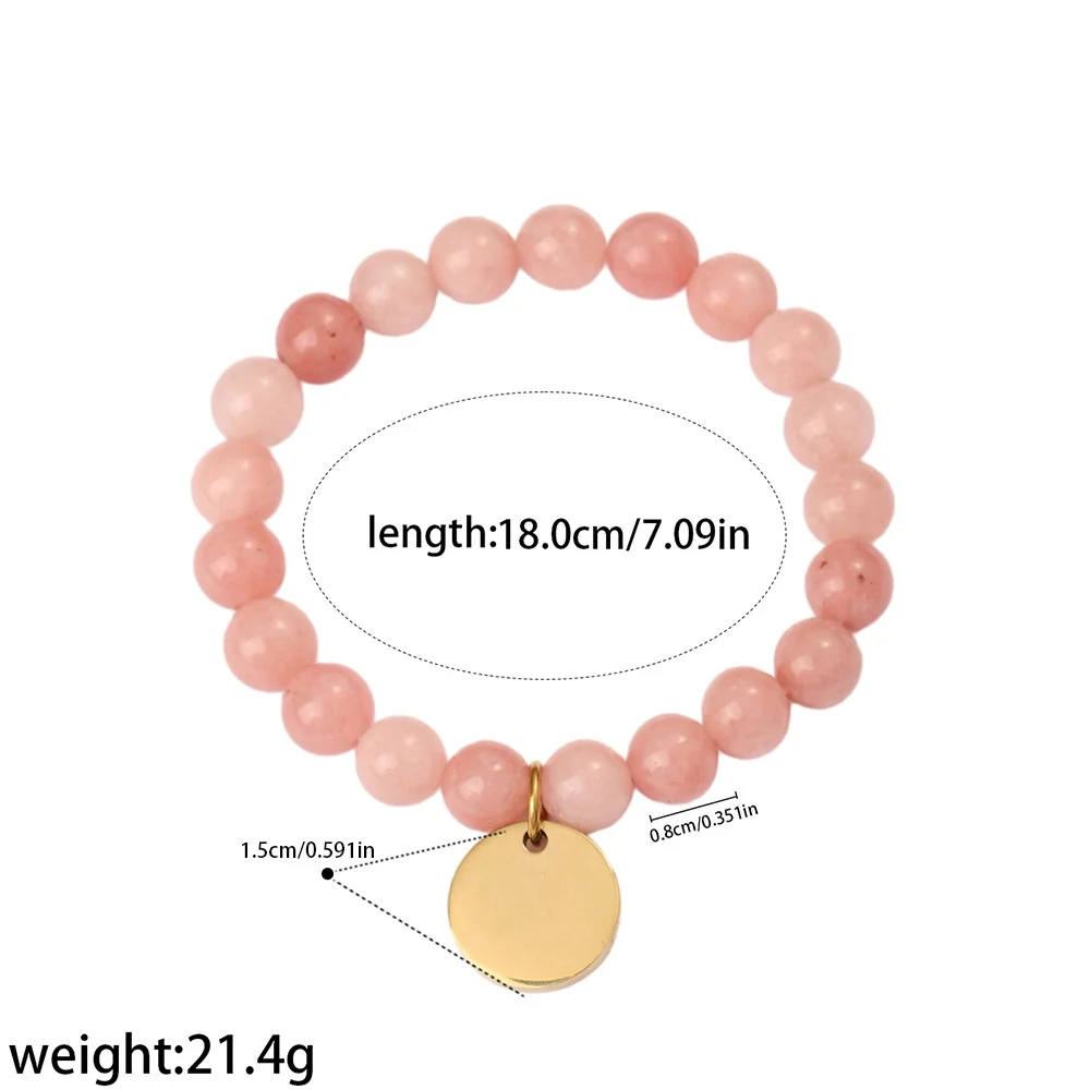 Round Bead Disc Charm 18K Gold-Plated 316 Stainless Steel Bracelet - Dimensions