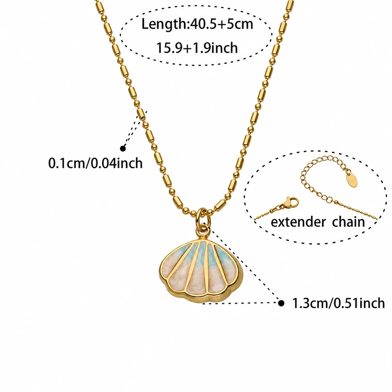 Coastal 18K Gold-Plated Steel Bead Chain Shell Necklace - Gold Shell . + cm