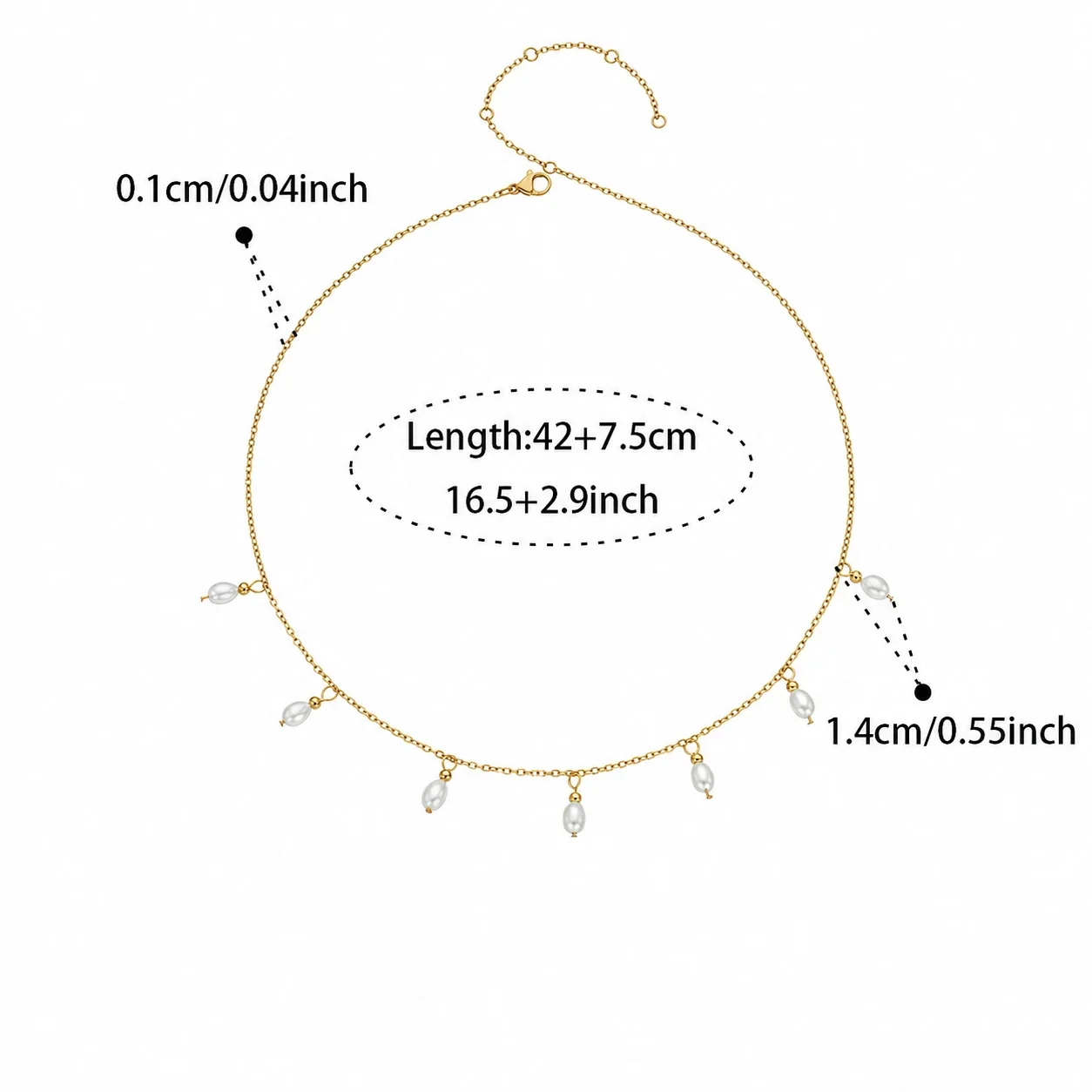 Coastal 18K Gold-Plated Steel Bead Chain Shell Necklace - Gold Pearl-Effect + . cm
