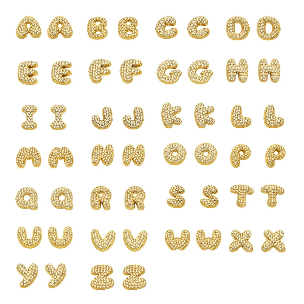 Bubble Letter 18K Gold PVD Pavé CZ 316L Stainless Steel Stud Earrings