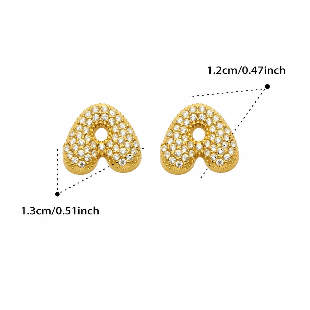 Bubble Letter 18K Gold-Plated Pavé CZ 316L Stud Earrings - Gold Letter A