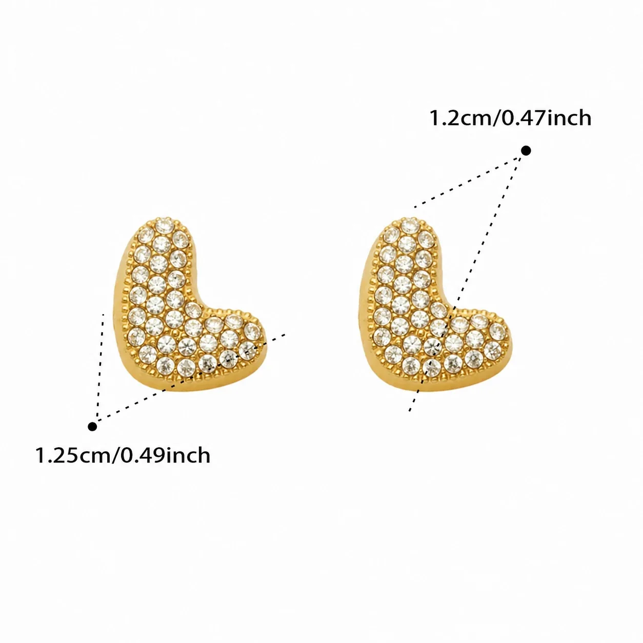Bubble Letter 18K Gold-Plated Pavé CZ 316L Stud Earrings - Gold Letter L
