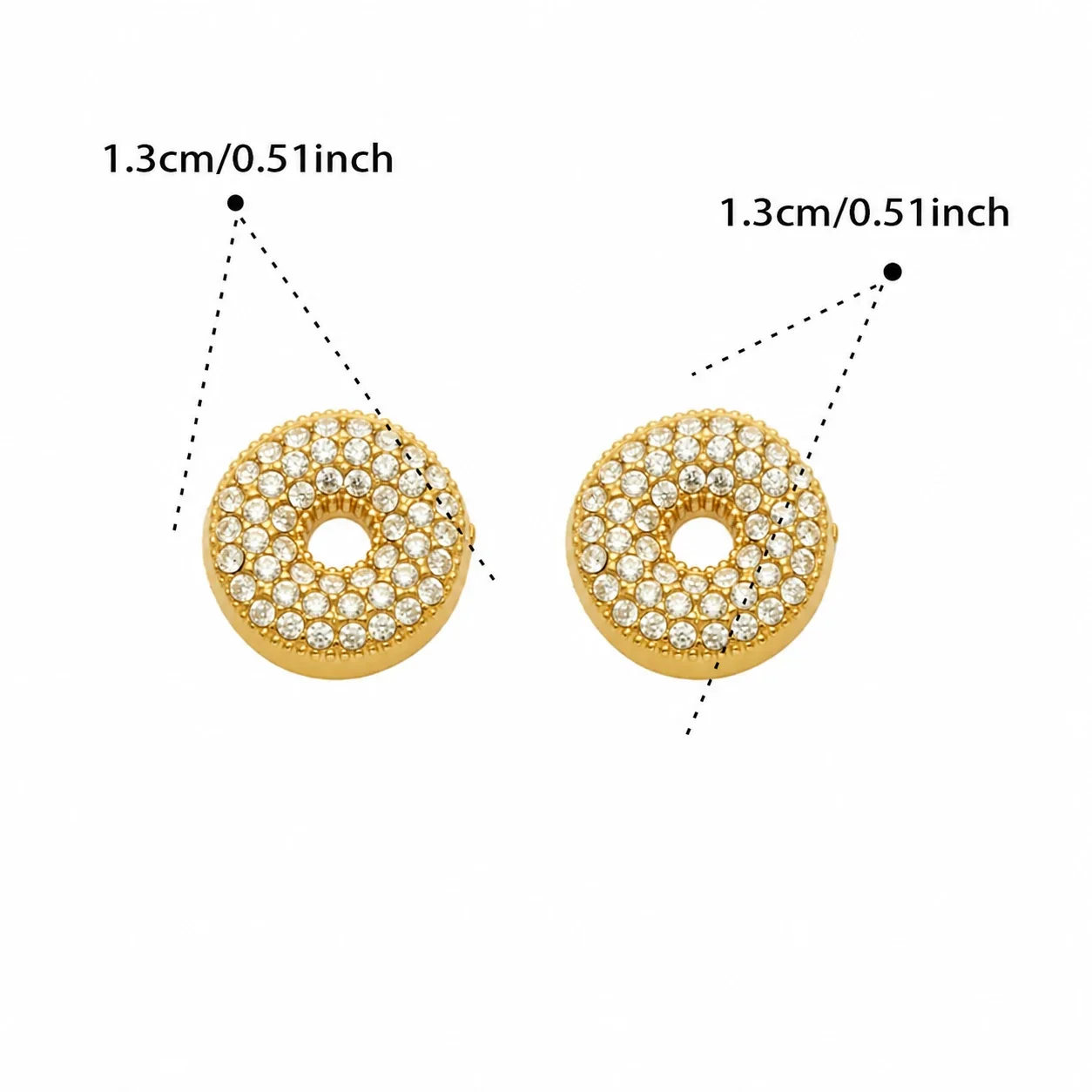 Bubble Letter 18K Gold-Plated Pavé CZ 316L Stud Earrings - Gold Letter O
