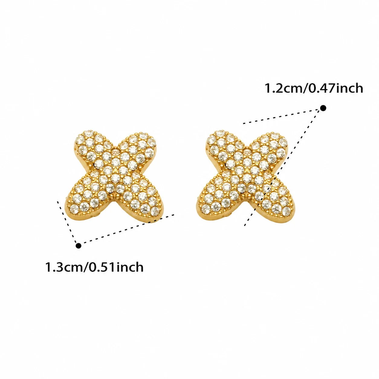 Bubble Letter 18K Gold-Plated Pavé CZ 316L Stud Earrings - Gold Letter