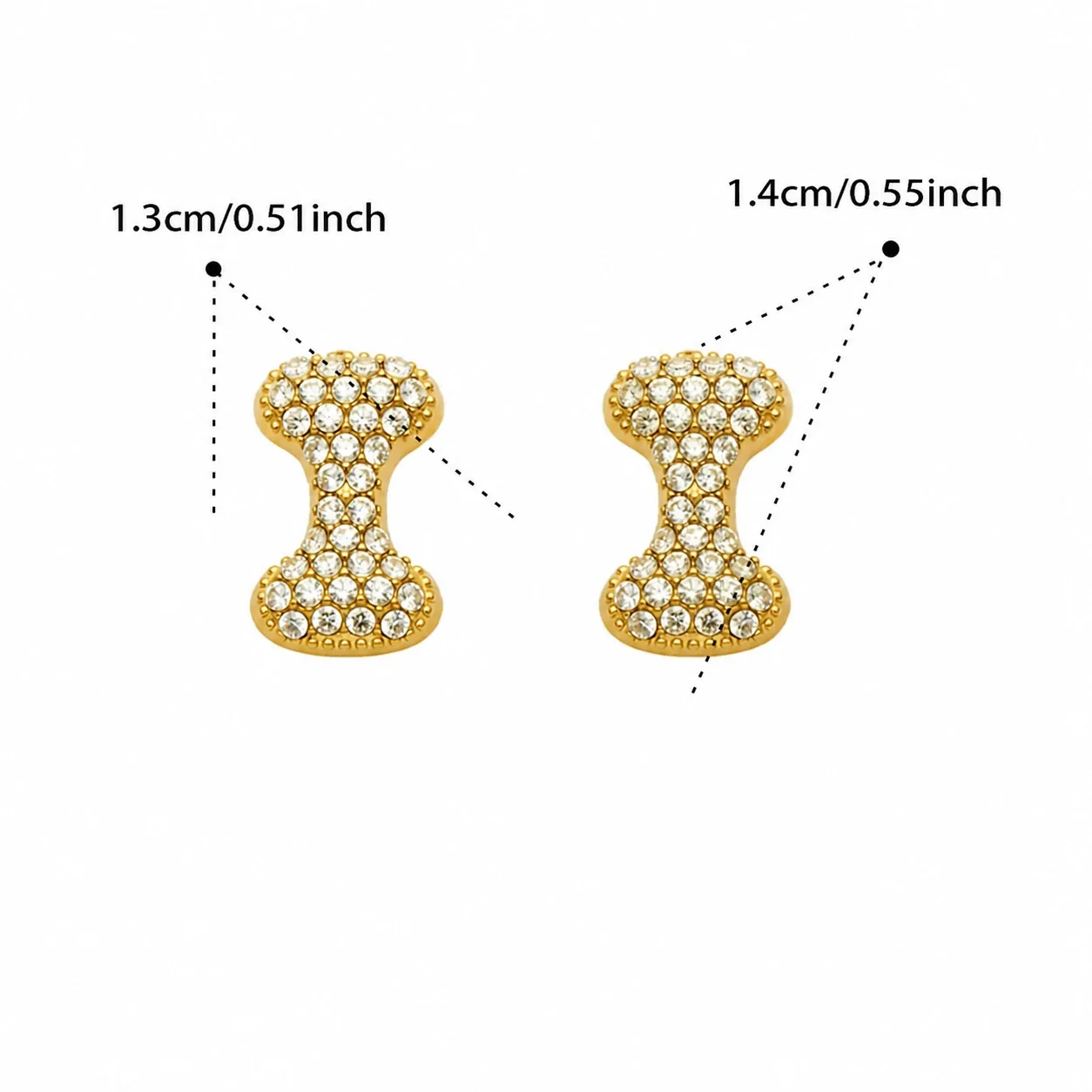 Bubble Letter 18K Gold-Plated Pavé CZ 316L Stud Earrings - Gold Letter I