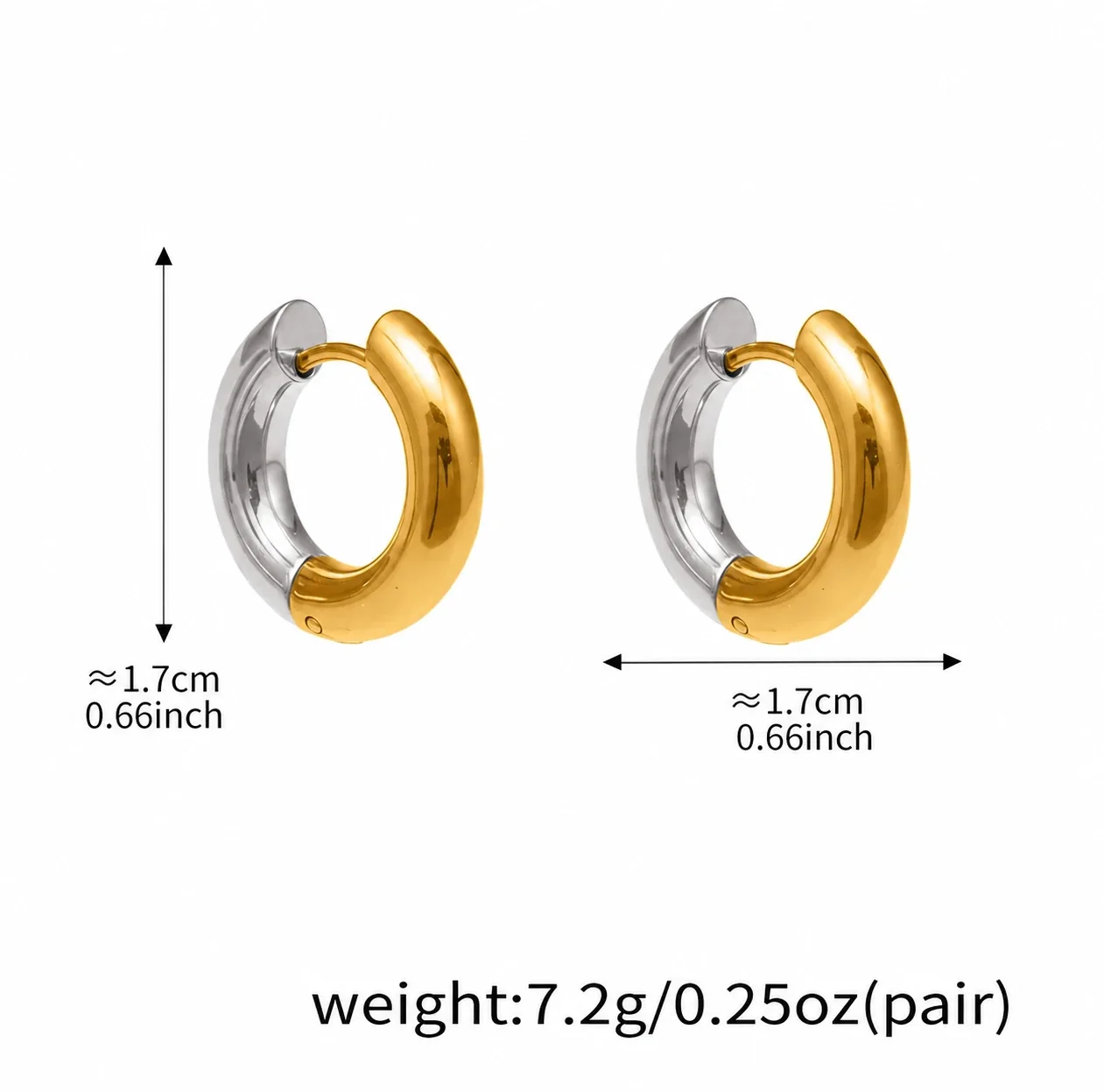 Bold 18K Gold-Plated Stainless Steel Dome Hinged Hoop Earrings - Tone mm Inner / mm Outer