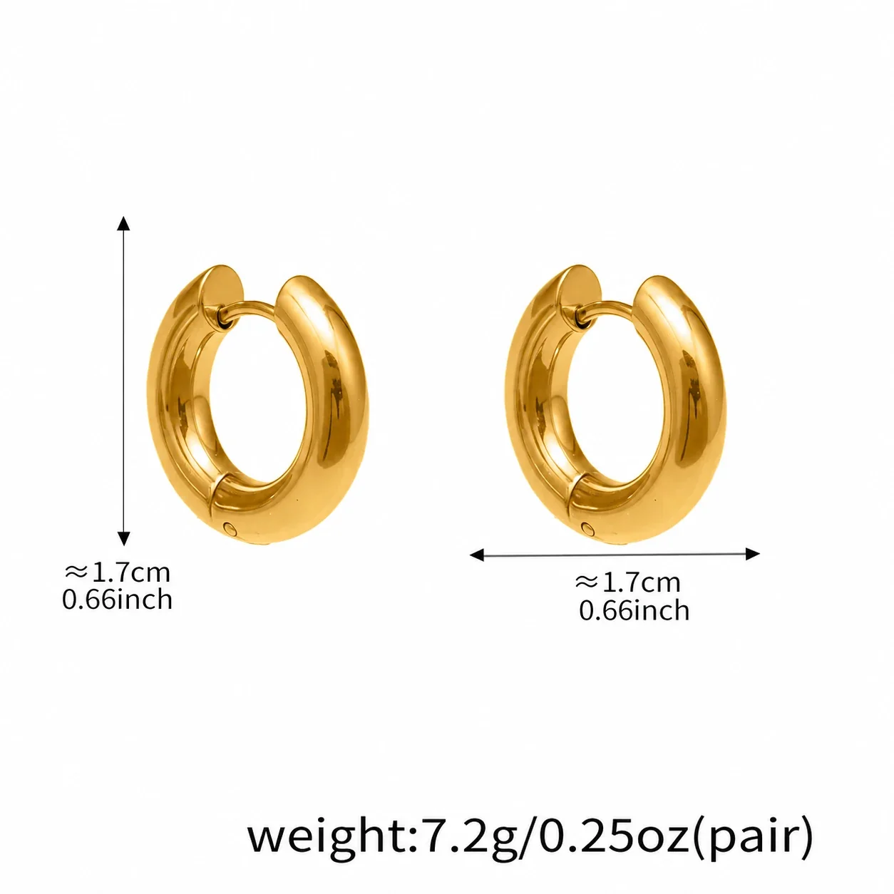 Bold 18K Gold-Plated Stainless Steel Dome Hinged Hoop Earrings - Silver mm Inner / mm Outer
