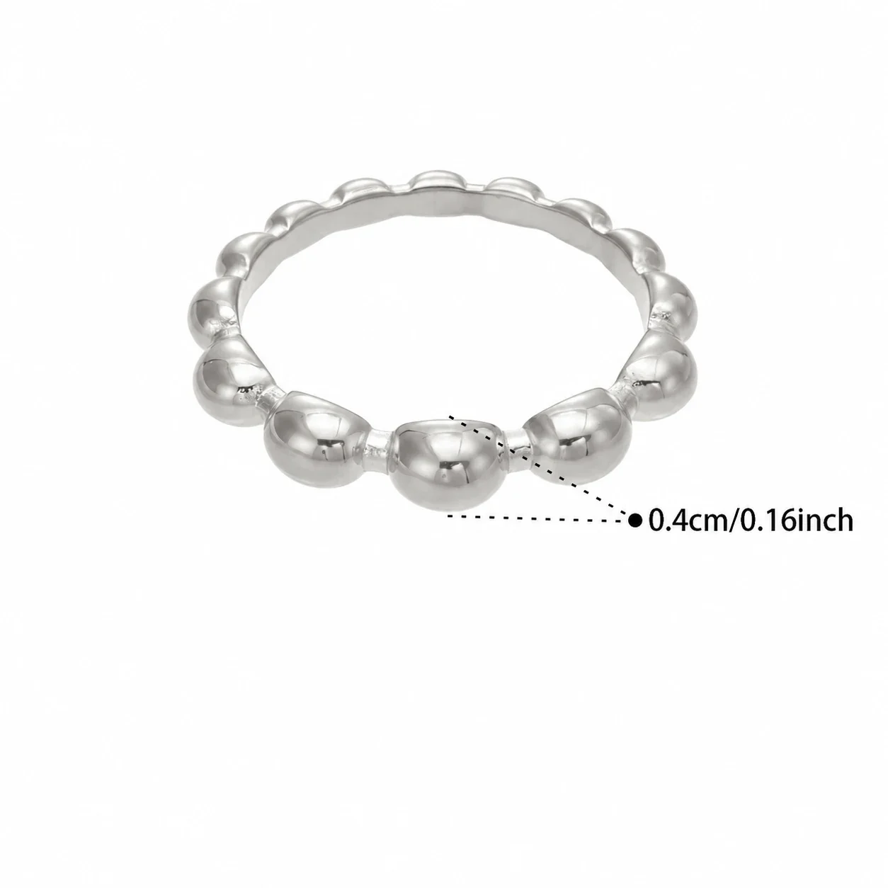 Stacking Rings with Bezel Crystals & Beaded Band, 316 Stainless Steel - Silver Smooth