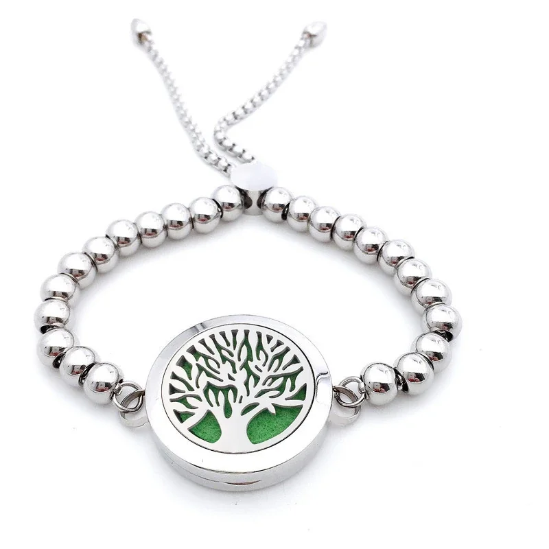 Polished 316 Stainless Steel Beaded Locket Bracelet