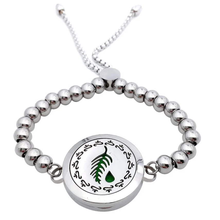 Polished 316 Stainless Steel Beaded Locket Bracelet