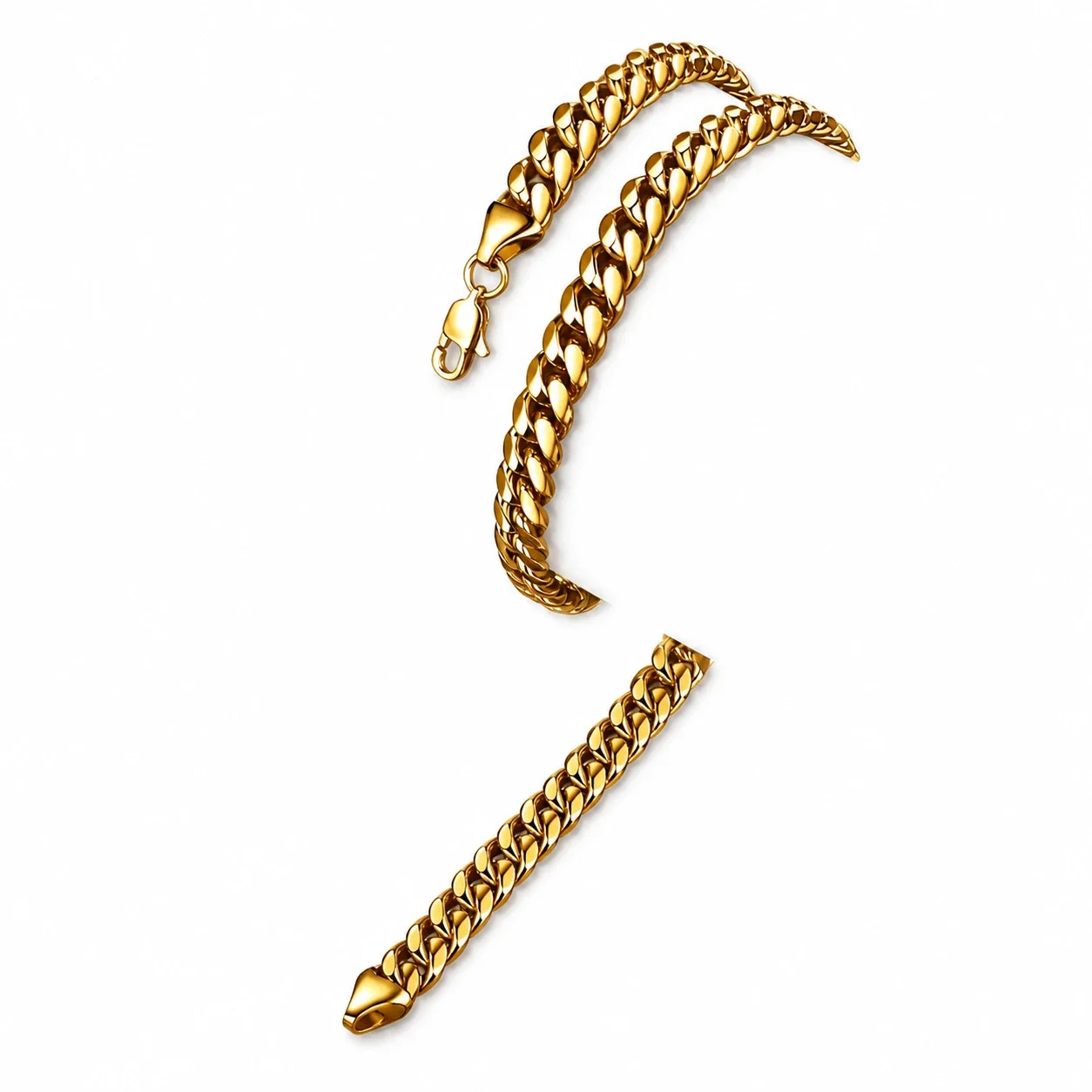 Polished Gold-Plated Curb Link Lobster Clasp Chain